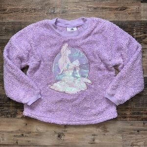 Disney M 7/8 Spirit Jersey Girls The Little Mermaid Sequin Sherpa Sweatshirt